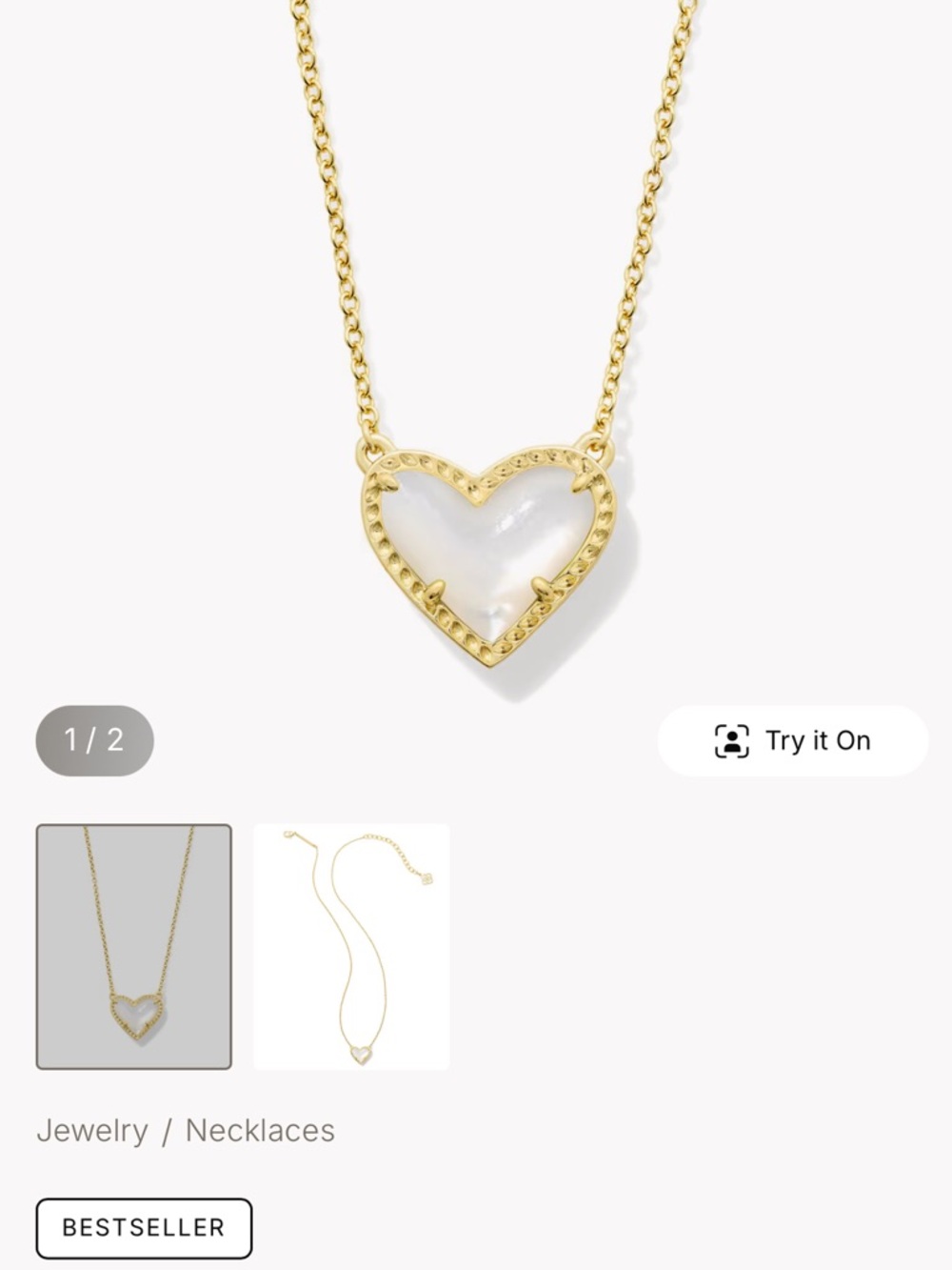 Kendra Scott - Ivory Mother of Pearly Heart Pendant Necklace